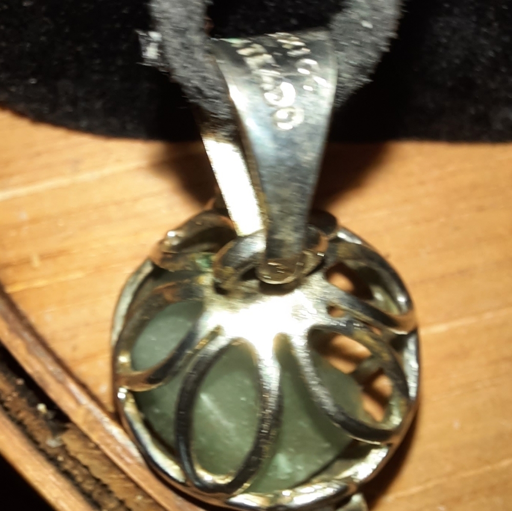 Mexico Silver cage pendant gemstone corded necklace with 925 sterling clasp - Picture 4 of 11